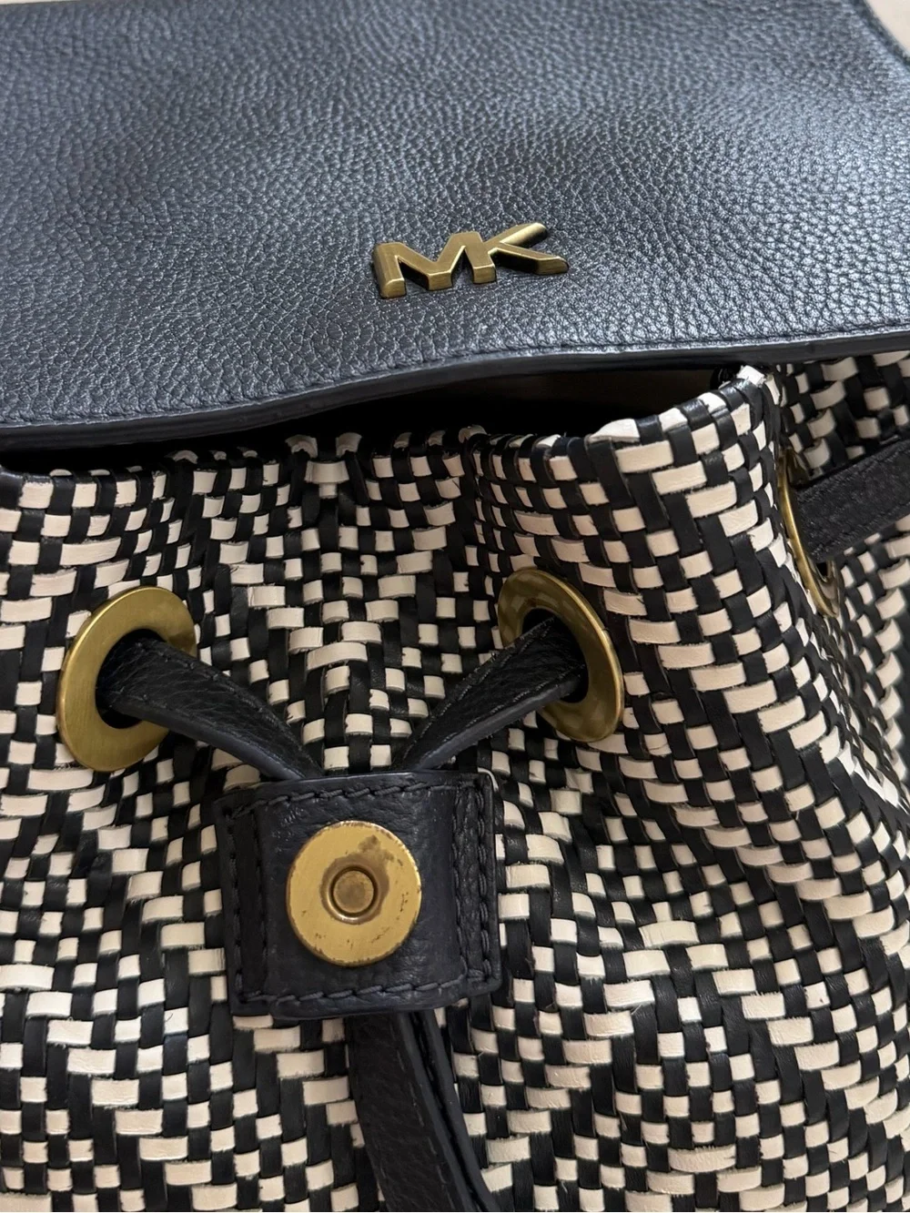 Michael Kors Medium Junie Woven Leather Backpack